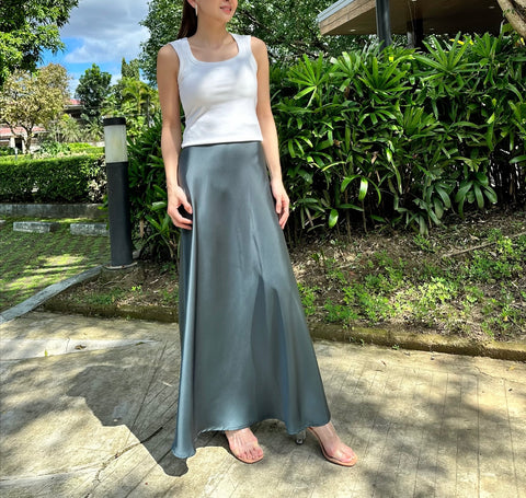 Mina Wide Skirt in Taupe