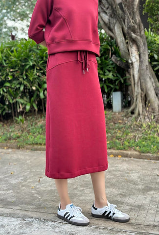 Fedora Mid Pleated Skirt in Tan