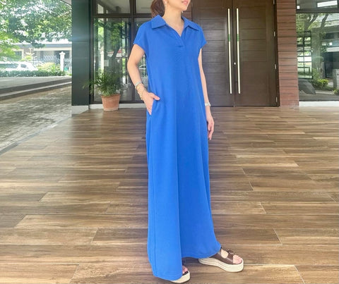 Ralph Oversized Pique Dress in Blue