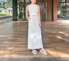 Jazlyn Drawstring Skirt in Cream