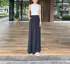 Mina Wide Skirt in Black (COTTON)