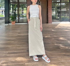 Jazlyn Drawstring Skirt in Khaki