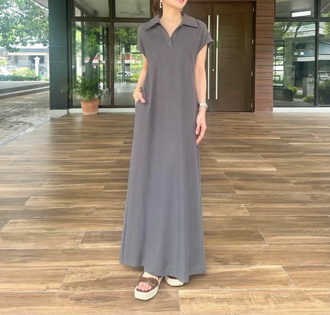 Ralph Oversized Pique Dress in Grey