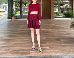 Greer Pleated Mini Skirt in Maroon