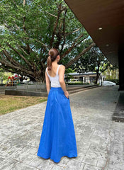 Lawson Linen Maxi Skirt in Blue