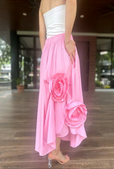 Ivory Pleated Skirt in Light Pink