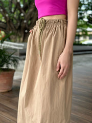 Oaklyn Low Waist Drawstring Skirt in Khaki