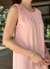 Fender Top Pleated Sleeveless Dress in Pink