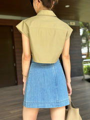 Farnzia Denim Origami Skort in Dark Wash