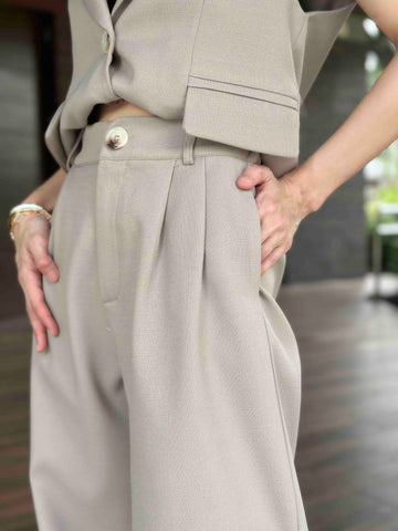 Oaklyn Low Waist Drawstring Skirt in Beige