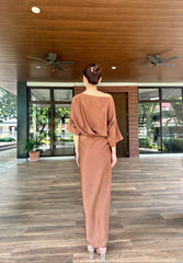 Charlotte Satin Wrap Dress in Dark Brown