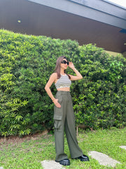 Chablis Cargo Wide Pants in Olive