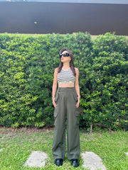 Chablis Cargo Wide Pants in Olive