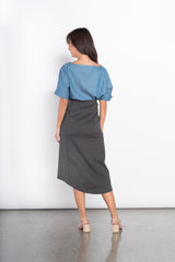 Genesis Long Back Skirt in Charcoal