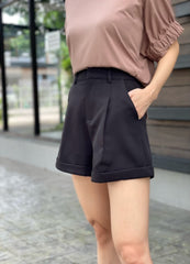 Caress High Waisted Shorts in Black