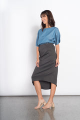 Genesis Long Back Skirt in Charcoal